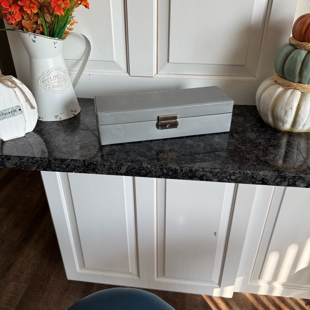 WOLF Gray Jewelry Organizer Box with Metal Latch